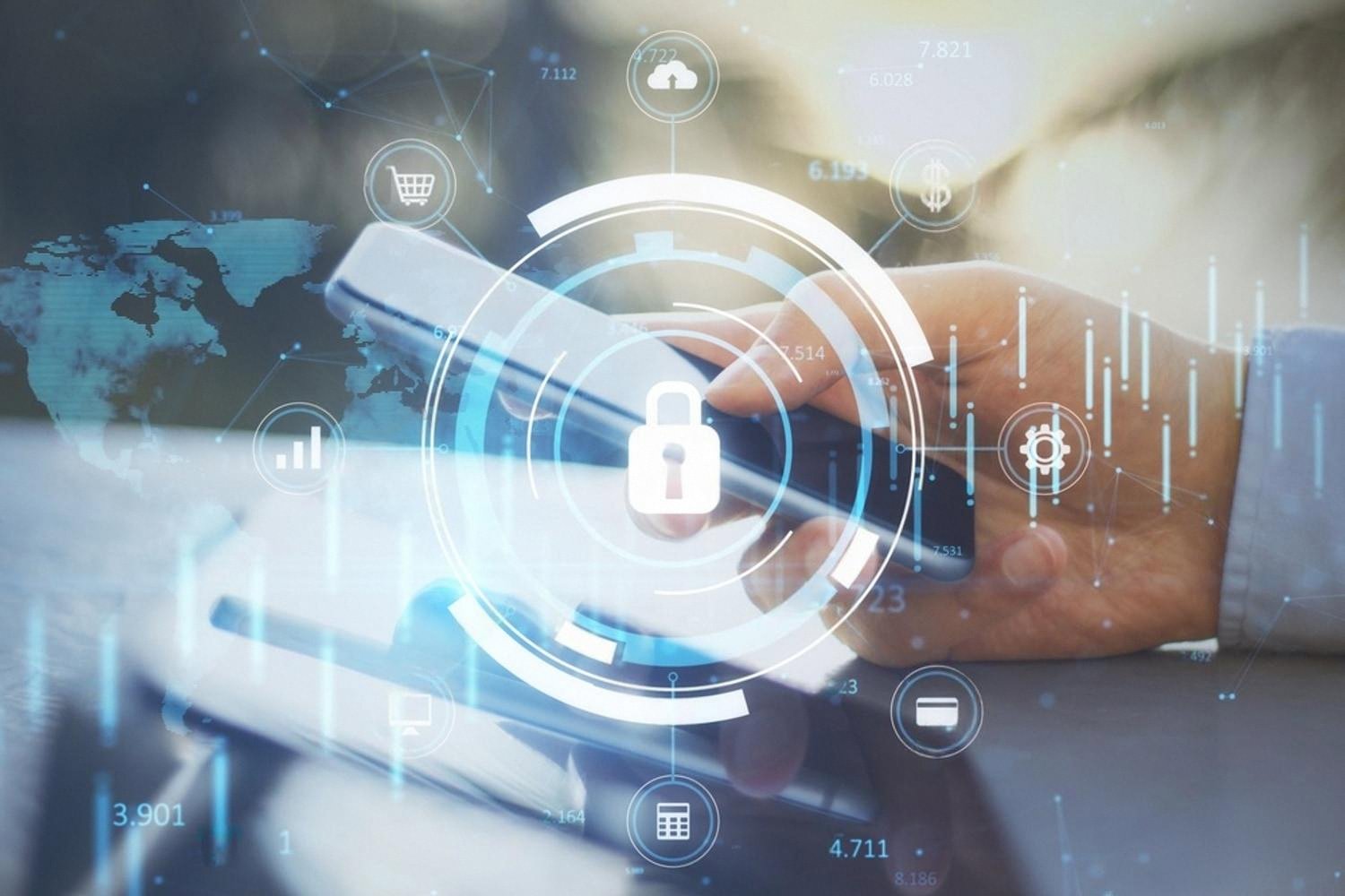 Smartphone unlocking a hotel room with a digital key linked to an electronic lock system